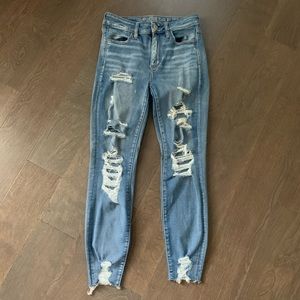 American Eagle High Rise Distressed Jeggings